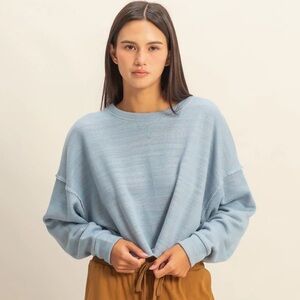 NEW Double Zero Blue Cropped Sweatshirt Oversized Crewneck Lounge Top Small